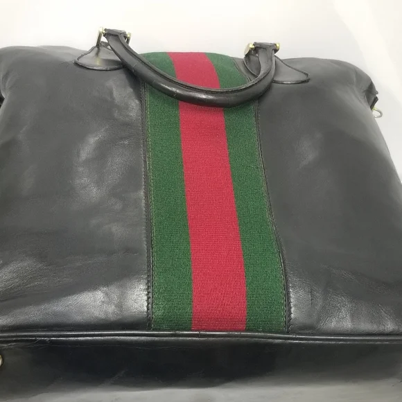 Rare Vintage Gucci Web Tall Boston Weekender Carryall luggage Travel bag - Picture 13 of 16